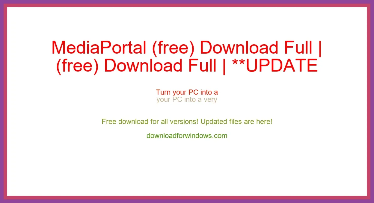 MediaPortal (free) Download Full | **UPDATE