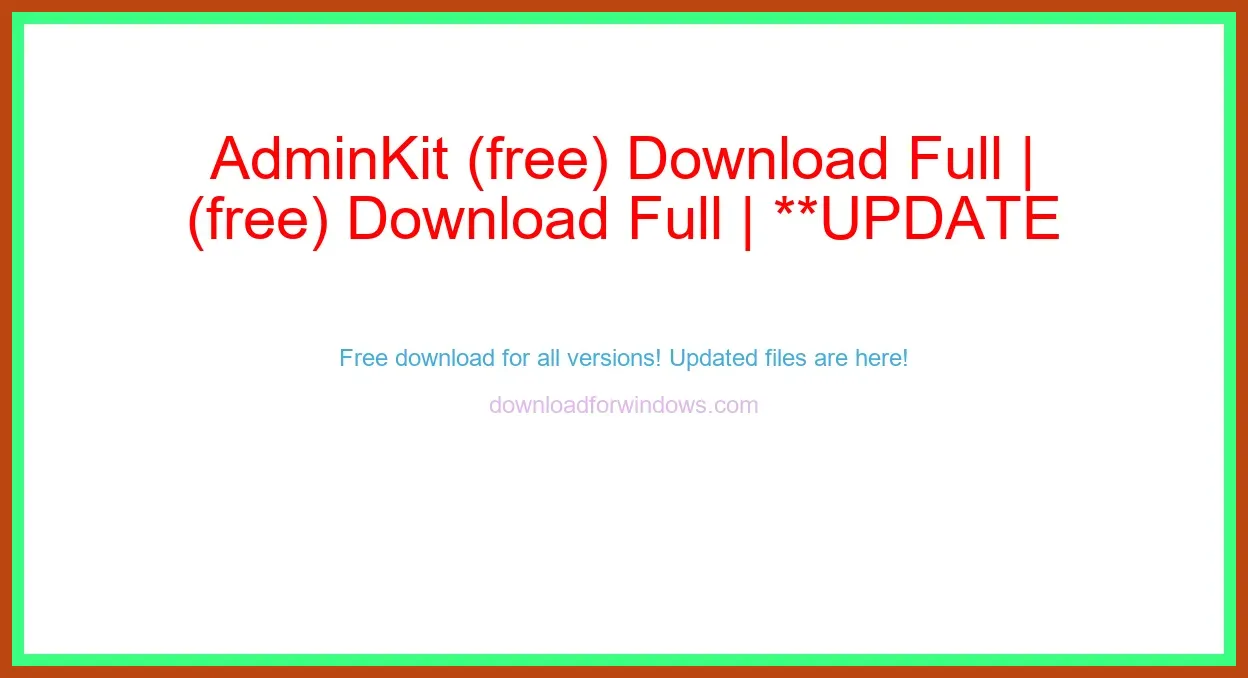 AdminKit (free) Download Full | **UPDATE