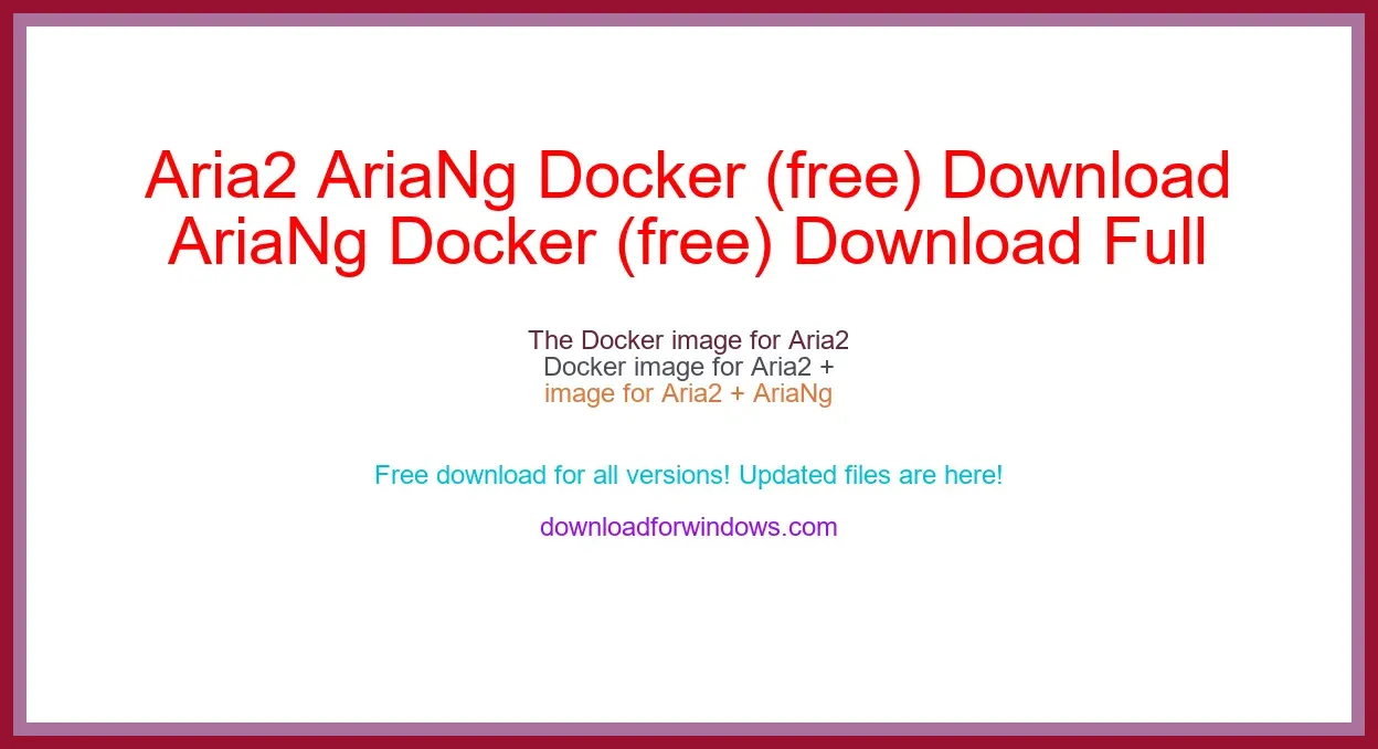 Aria2 AriaNg Docker (free) Download Full | **UPDATE