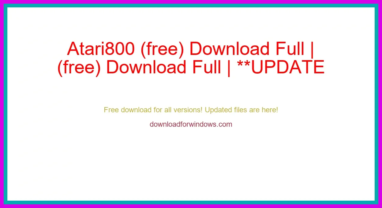 Atari800 (free) Download Full | **UPDATE