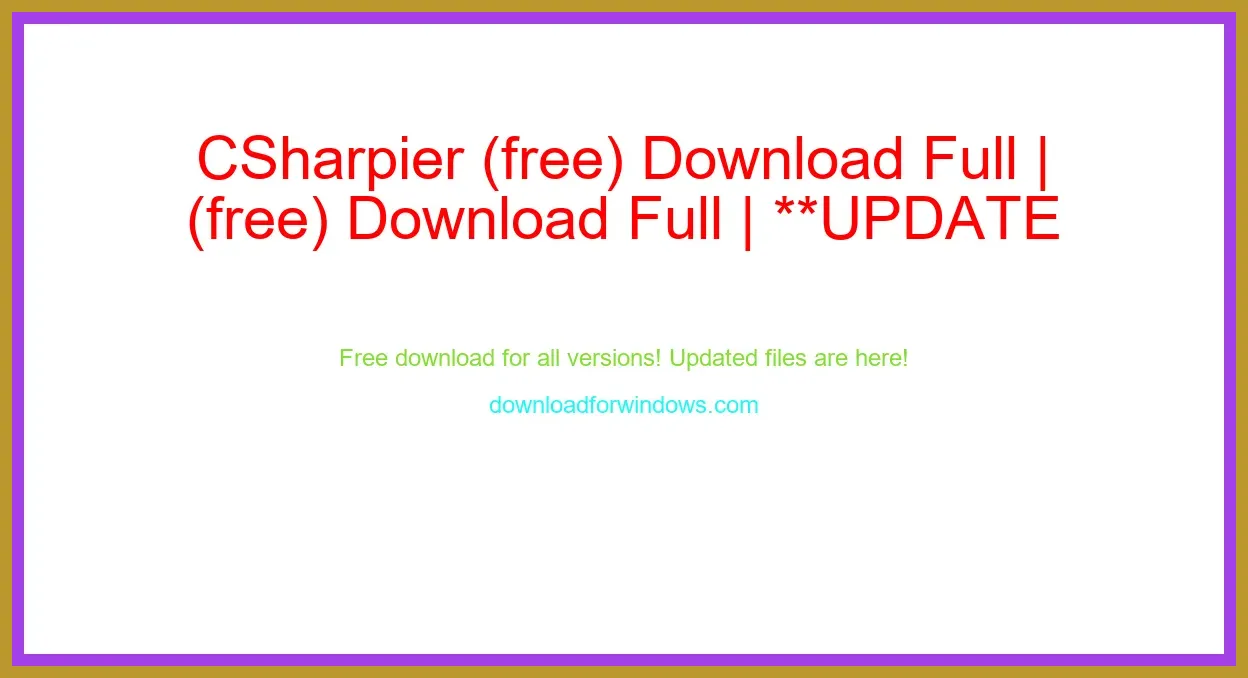 CSharpier (free) Download Full | **UPDATE