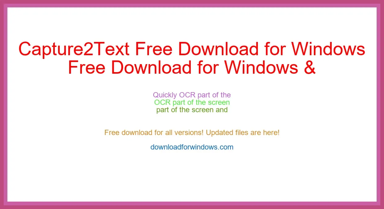 Capture2Text Free Download for Windows & Mac