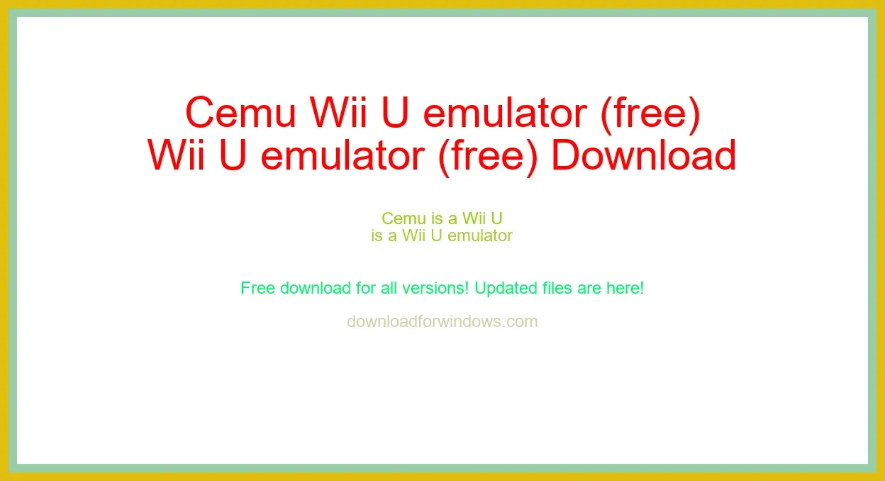 Cemu Wii U emulator (free) Download Full | **UPDATE