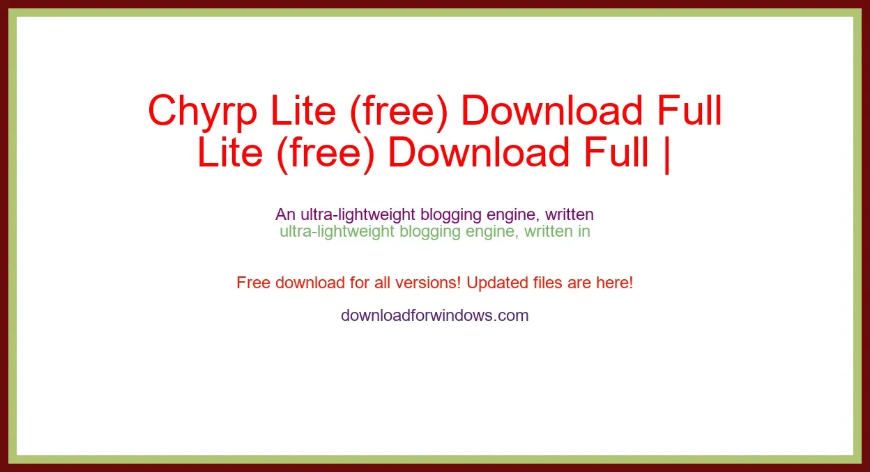 Chyrp Lite (free) Download Full | **UPDATE