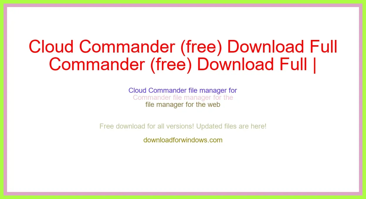 Cloud Commander (free) Download Full | **UPDATE