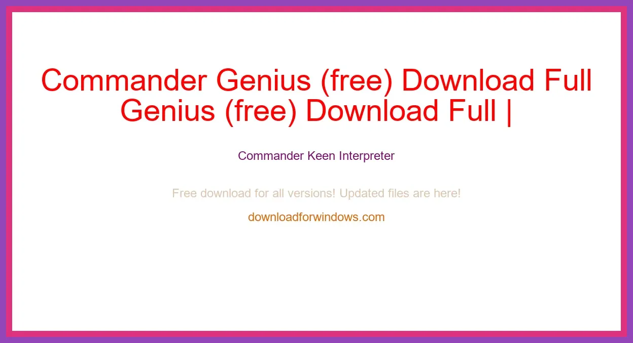 Commander Genius (free) Download Full | **UPDATE