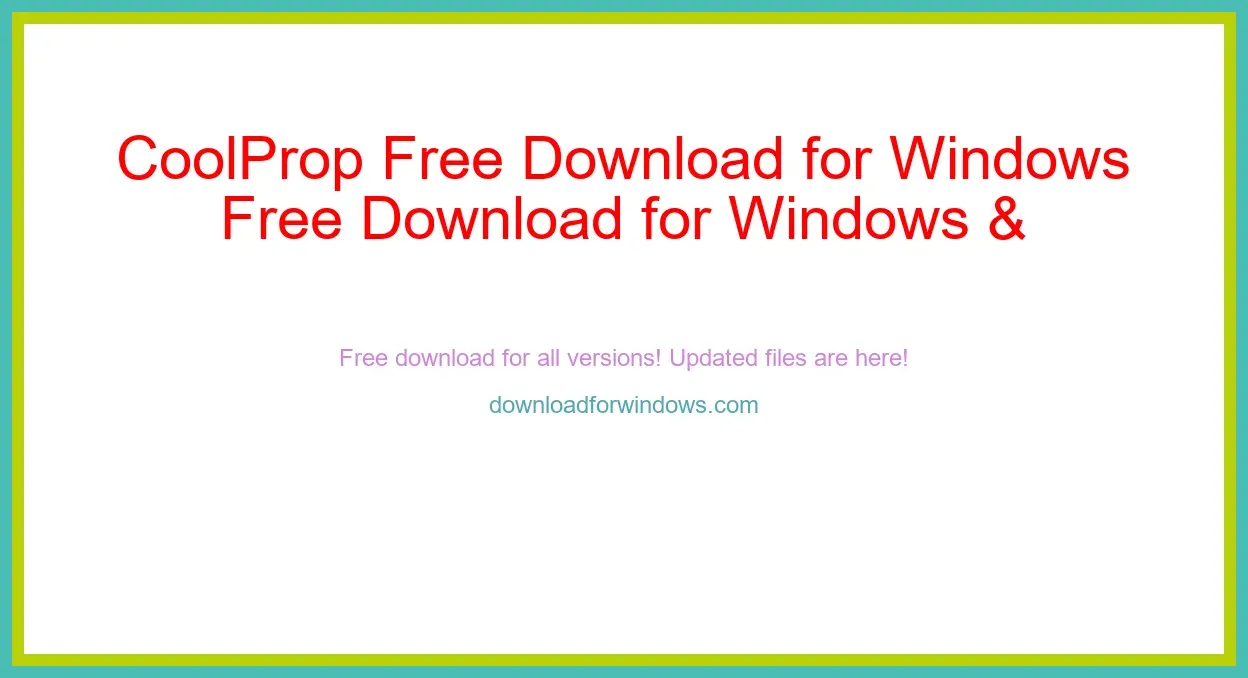 CoolProp Free Download for Windows & Mac