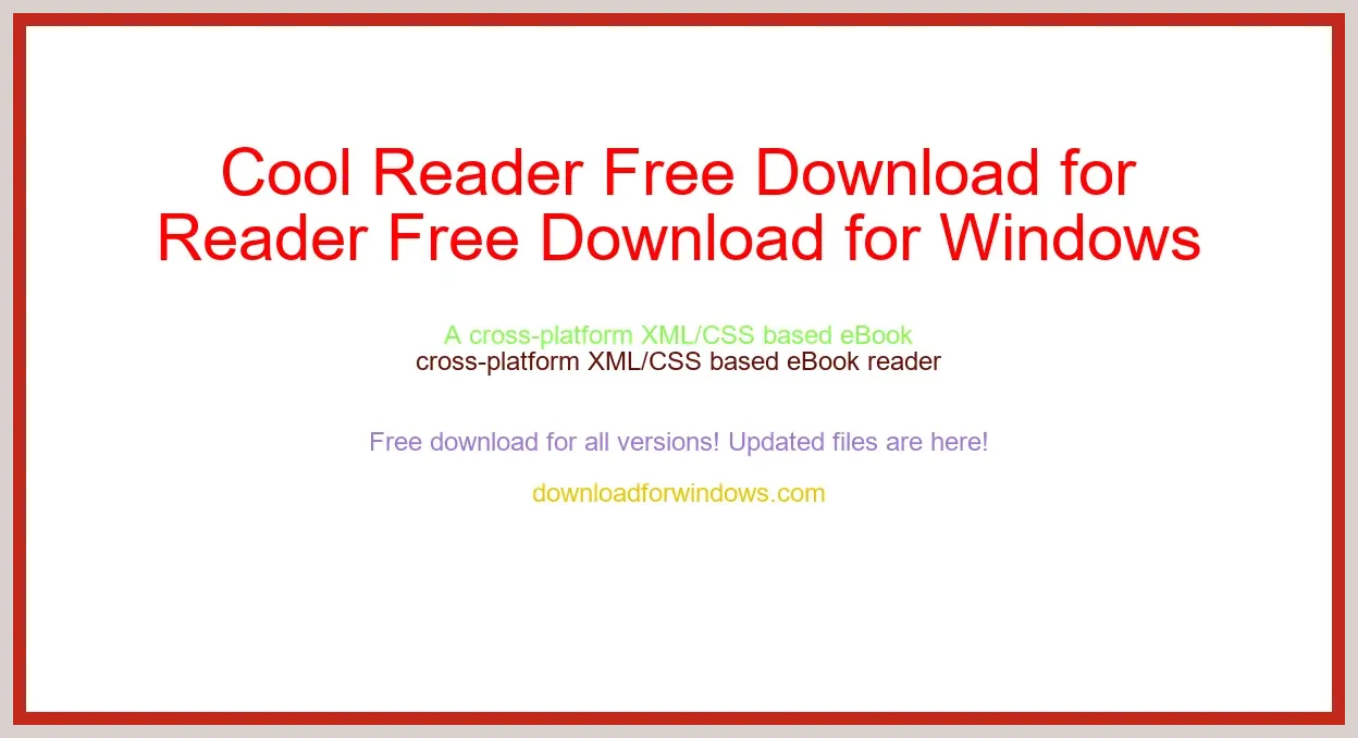 Cool Reader Free Download for Windows & Mac