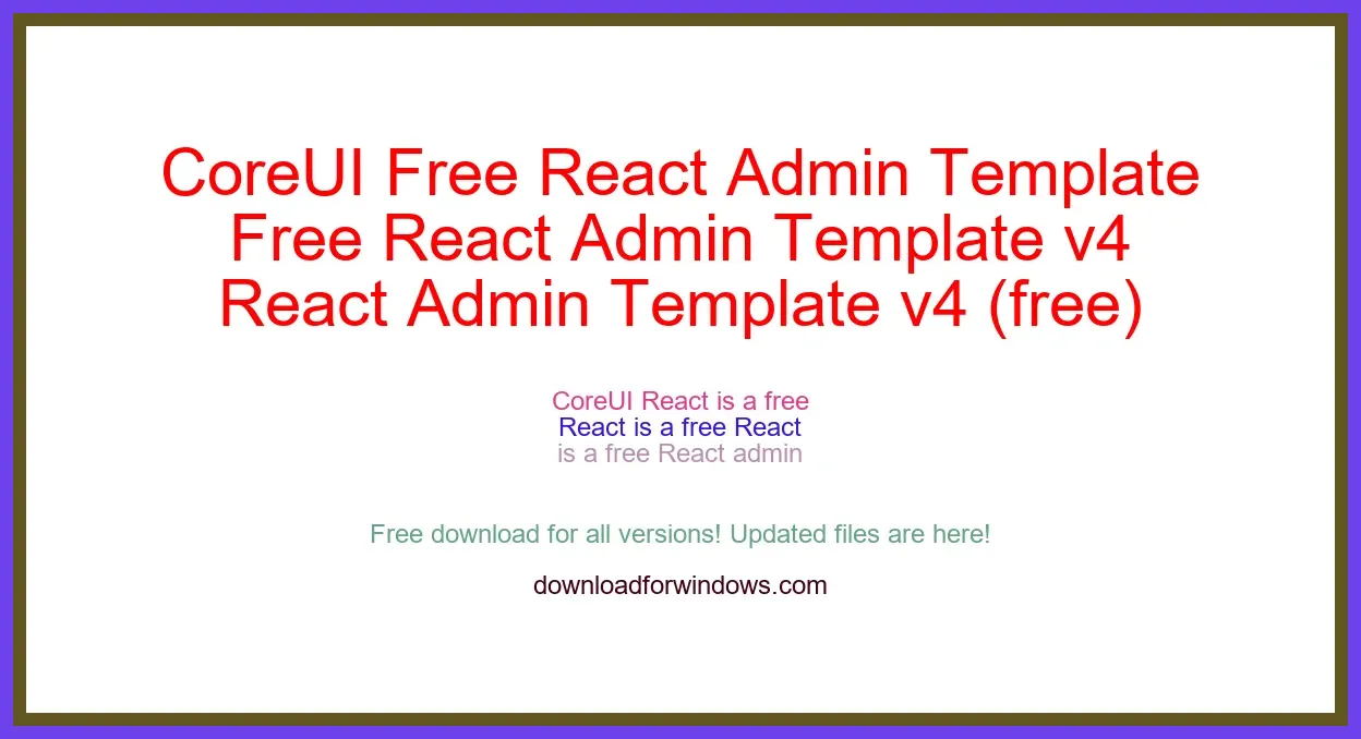 CoreUI Free React Admin Template v4 (free) Download Full | **UPDATE