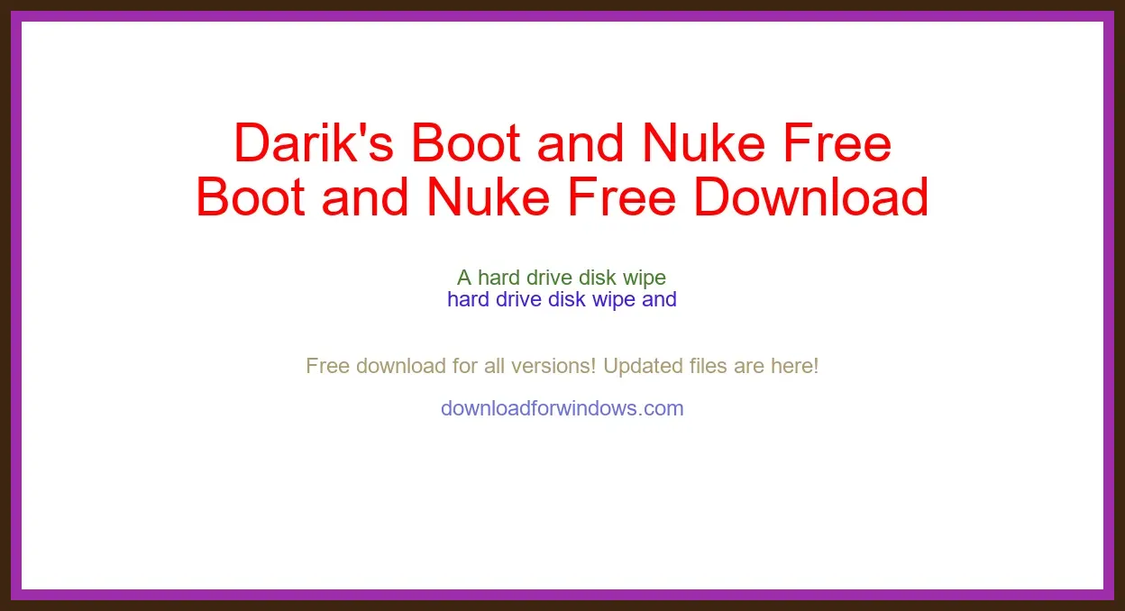 Darik's Boot and Nuke Free Download for Windows & Mac