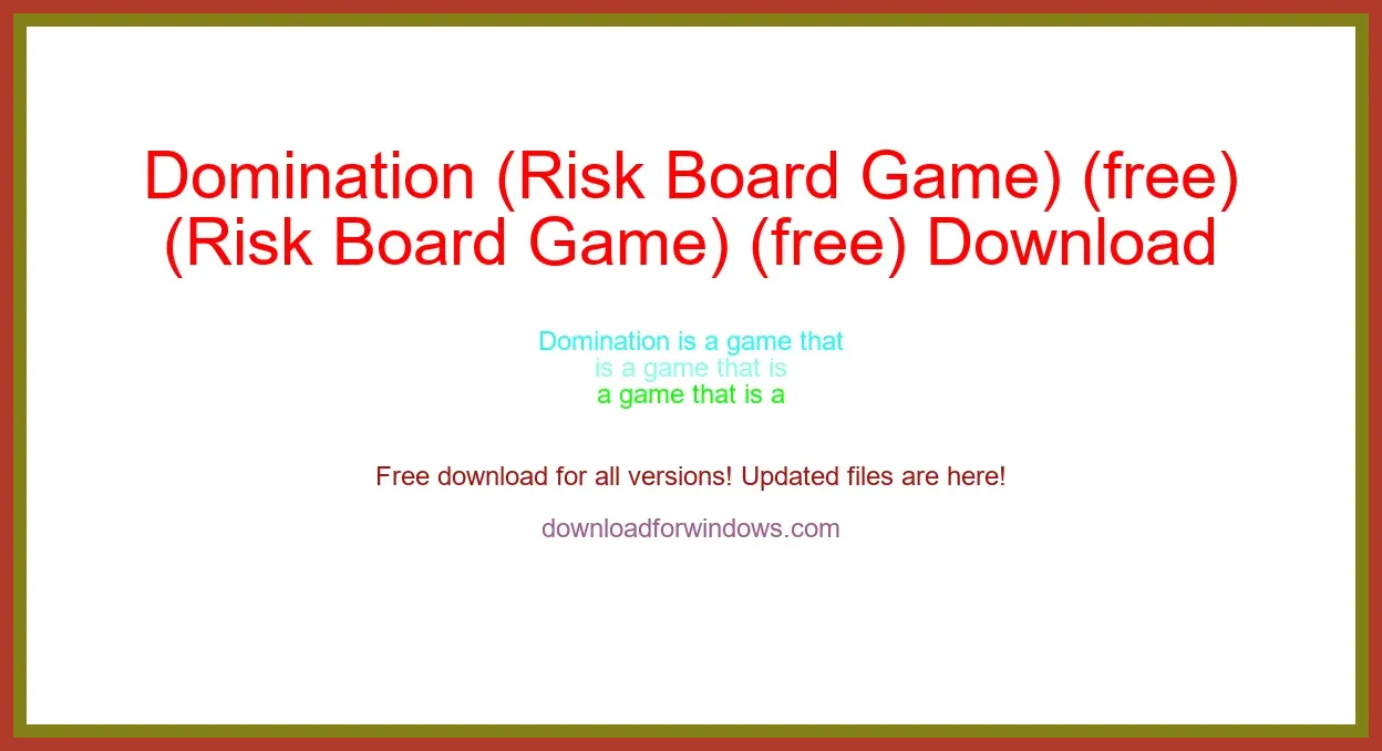 Domination (Risk Board Game) (free) Download Full | **UPDATE