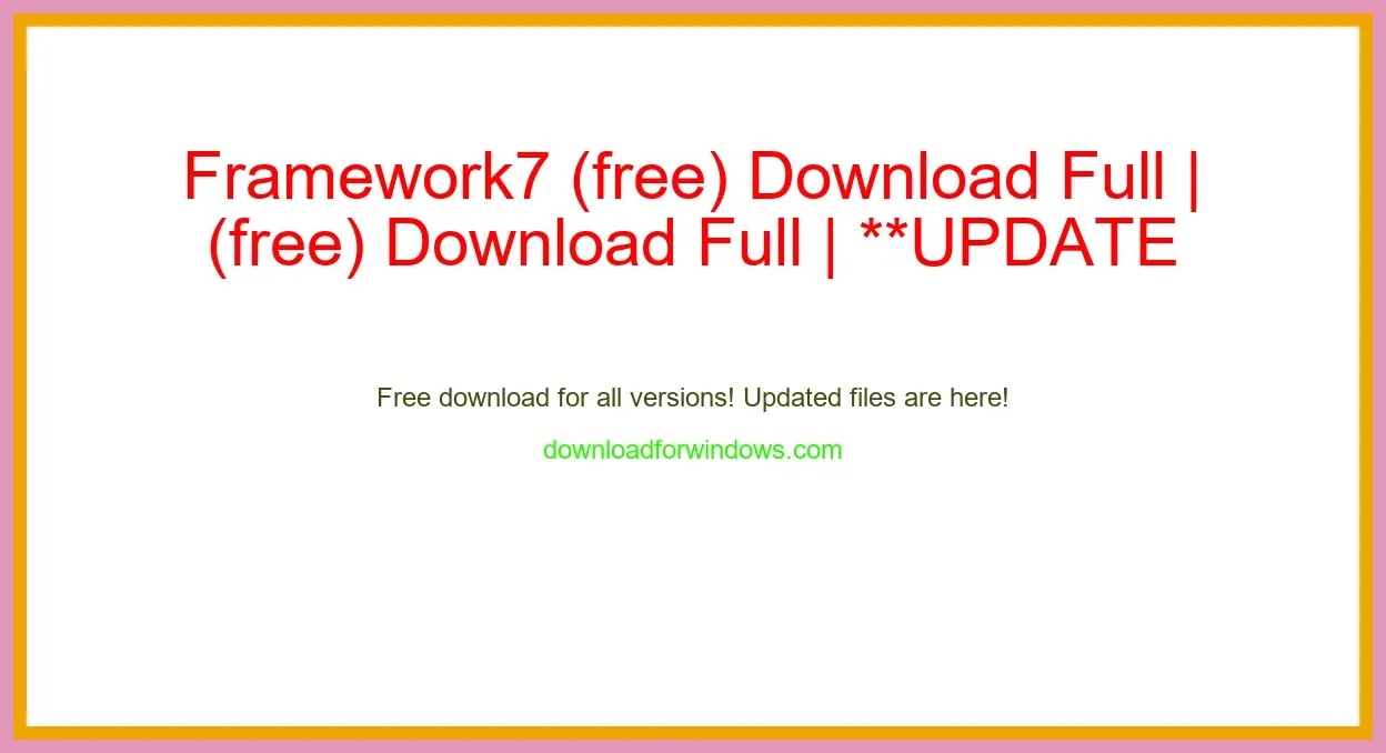 Framework7 (free) Download Full | **UPDATE