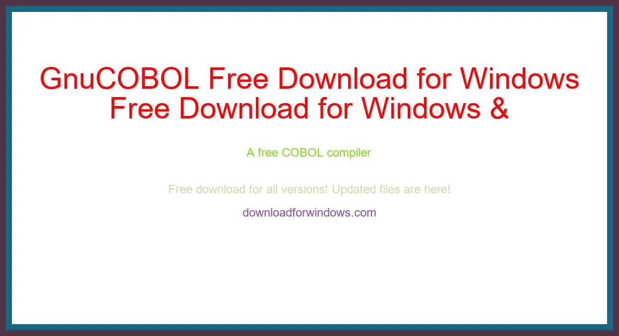 GnuCOBOL Free Download for Windows & Mac