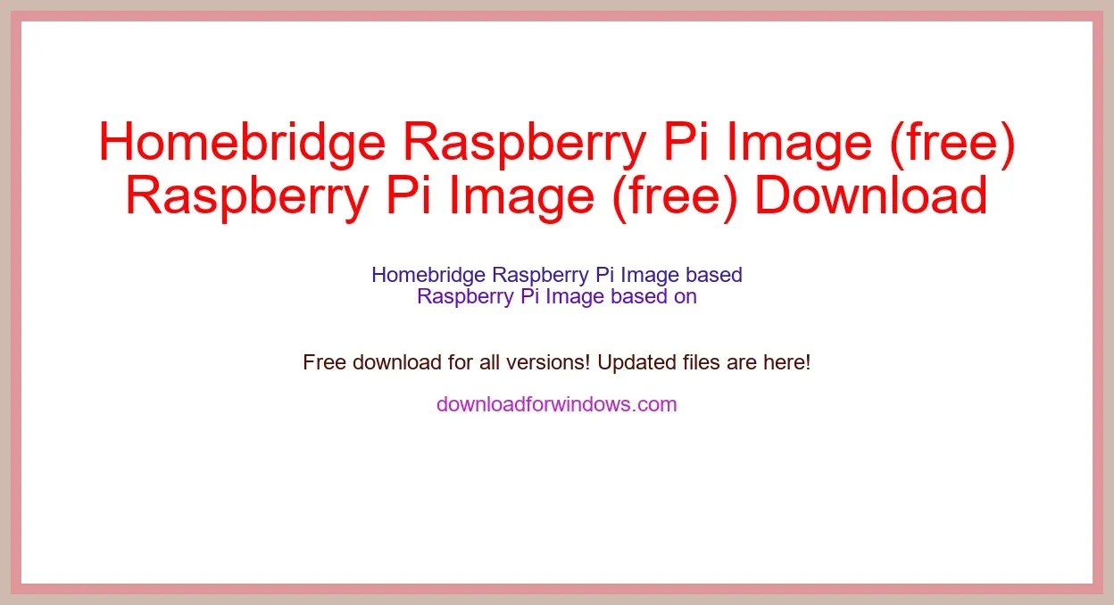 Homebridge Raspberry Pi Image (free) Download Full | **UPDATE