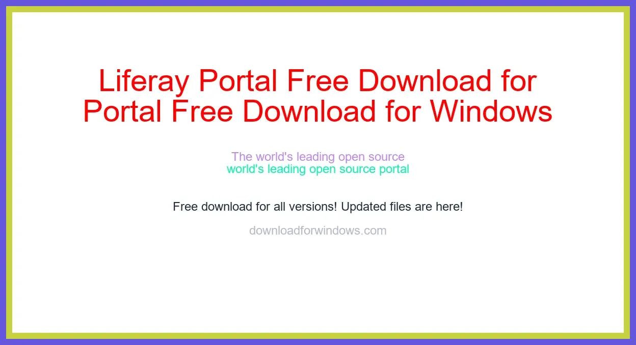 Liferay Portal Free Download for Windows & Mac