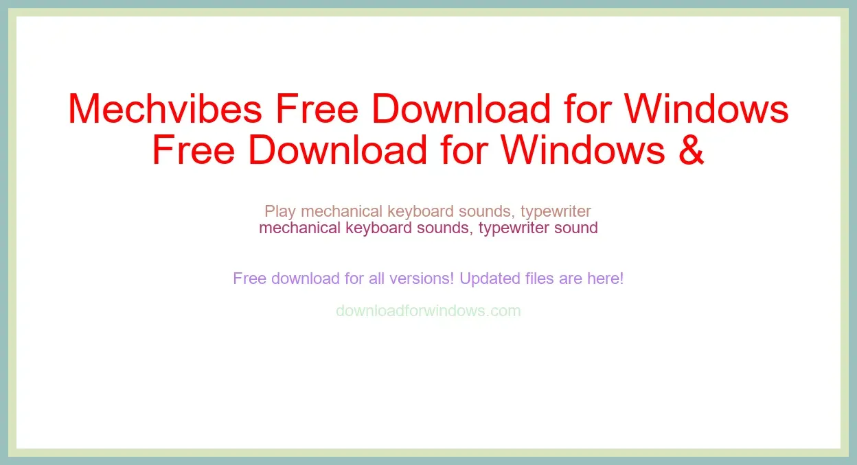 Mechvibes Free Download for Windows & Mac