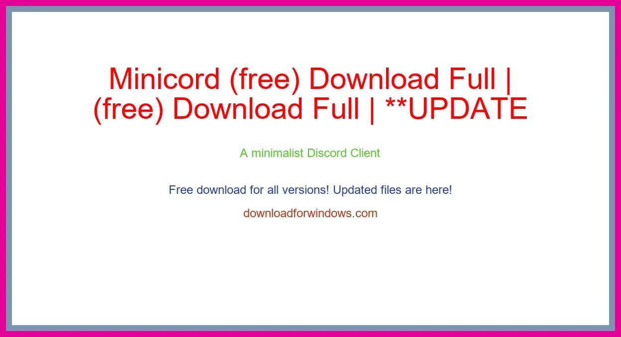 Minicord (free) Download Full | **UPDATE