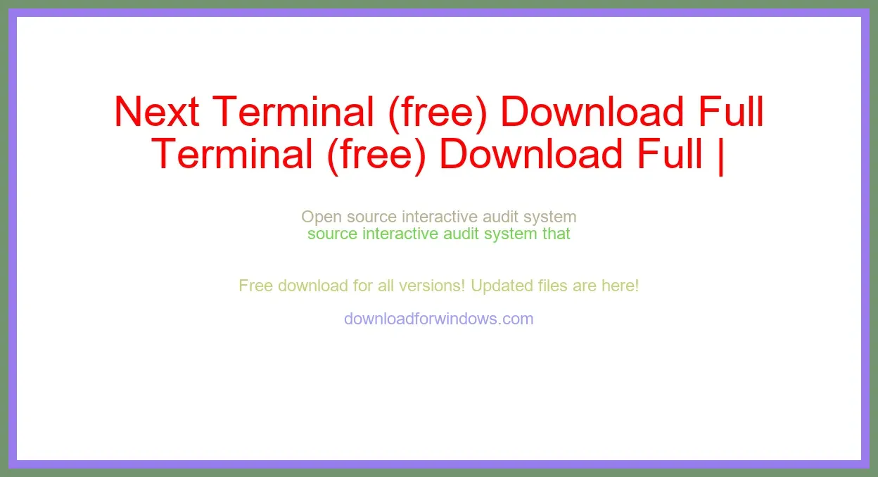 Next Terminal (free) Download Full | **UPDATE