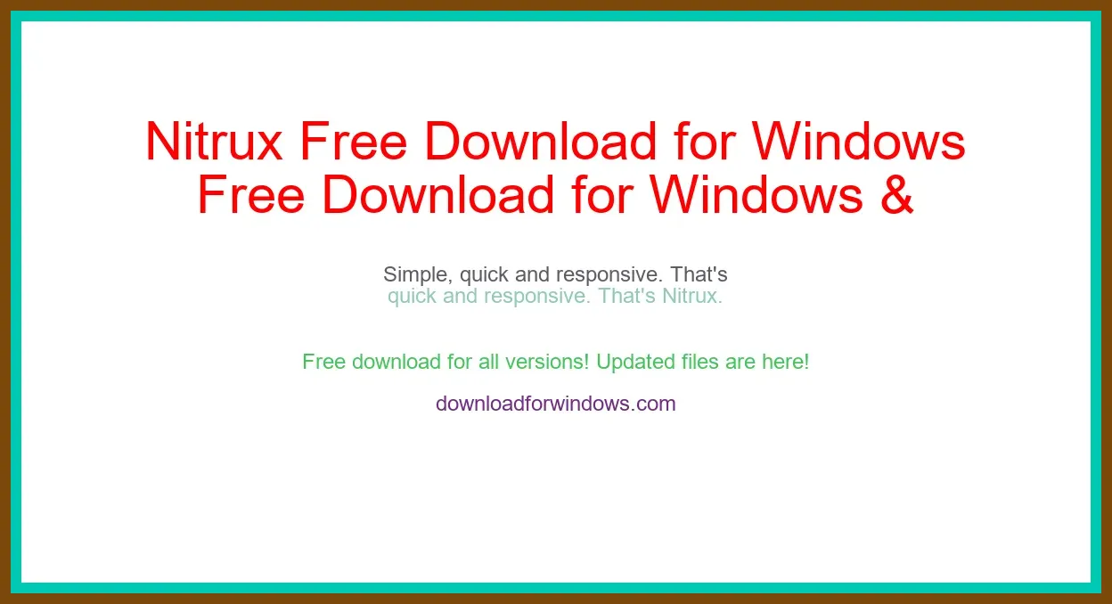 Nitrux Free Download for Windows & Mac