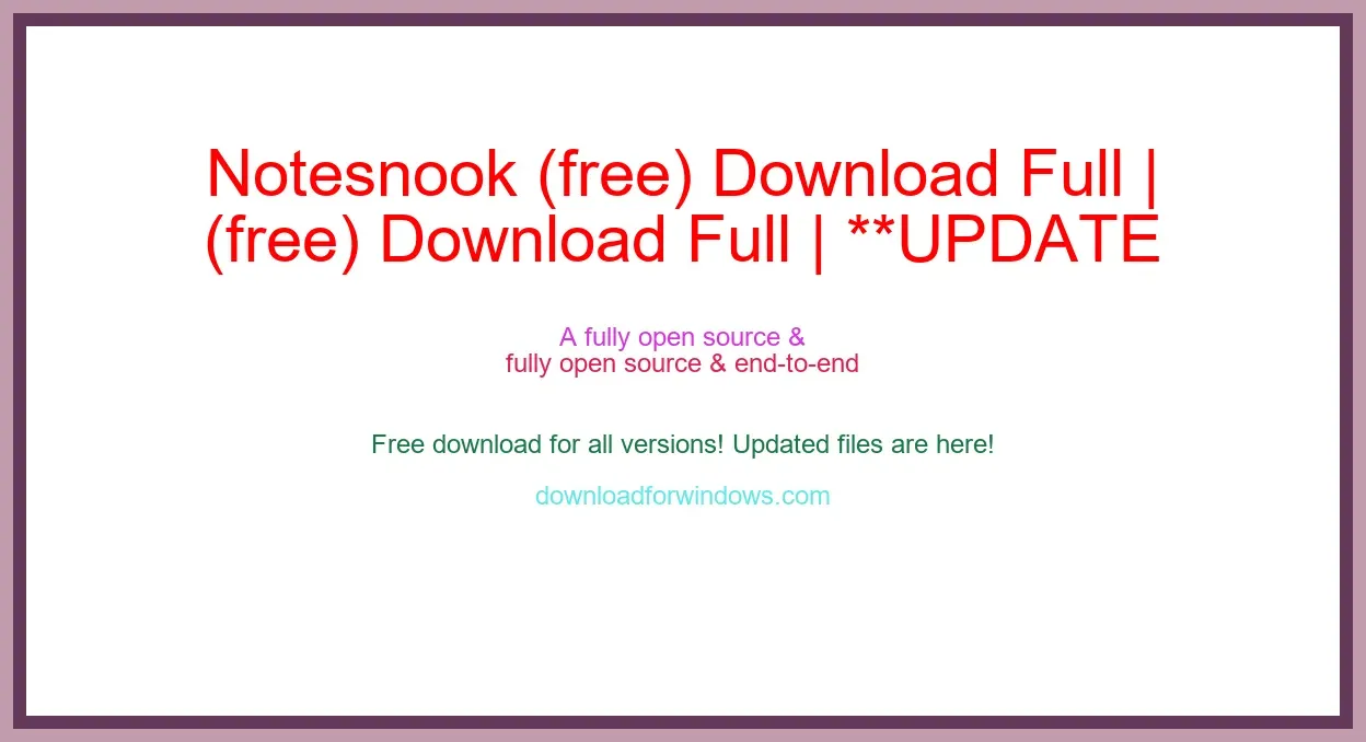 Notesnook (free) Download Full | **UPDATE