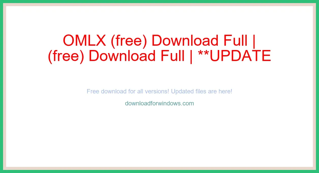 OMLX (free) Download Full | **UPDATE