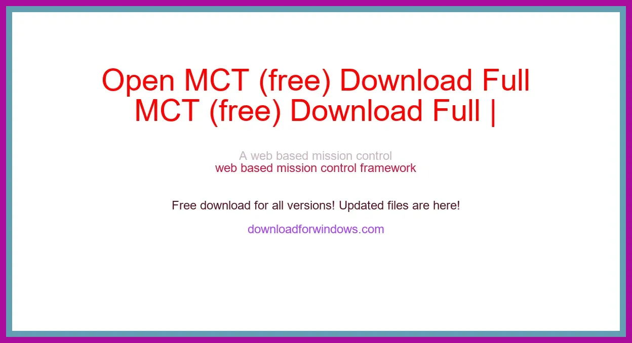 Open MCT (free) Download Full | **UPDATE