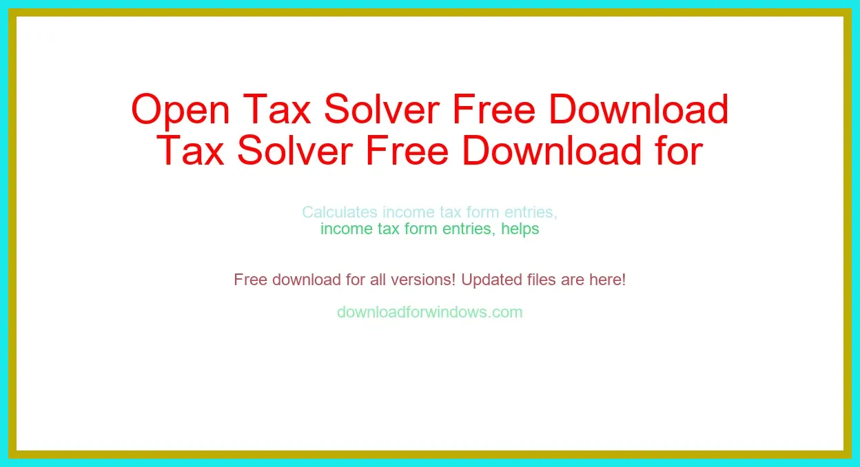 Open Tax Solver Free Download for Windows & Mac