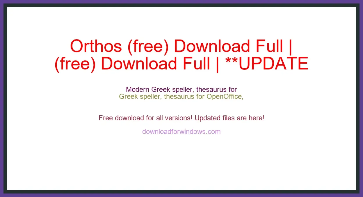 Orthos (free) Download Full | **UPDATE