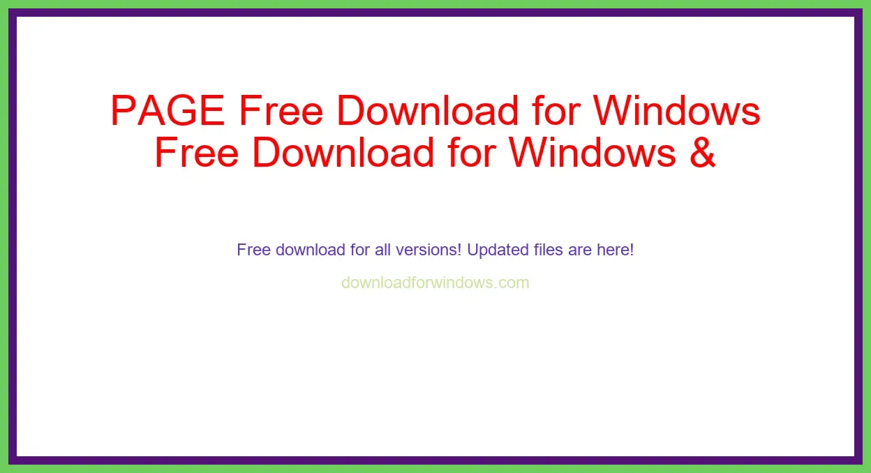 PAGE Free Download for Windows & Mac