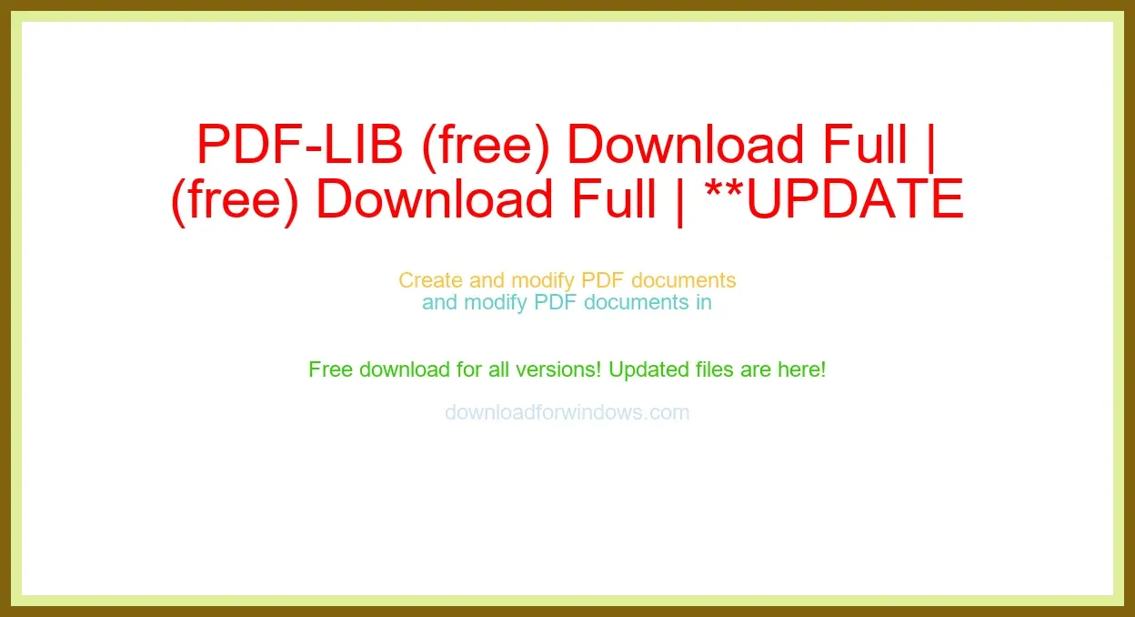 PDF-LIB (free) Download Full | **UPDATE