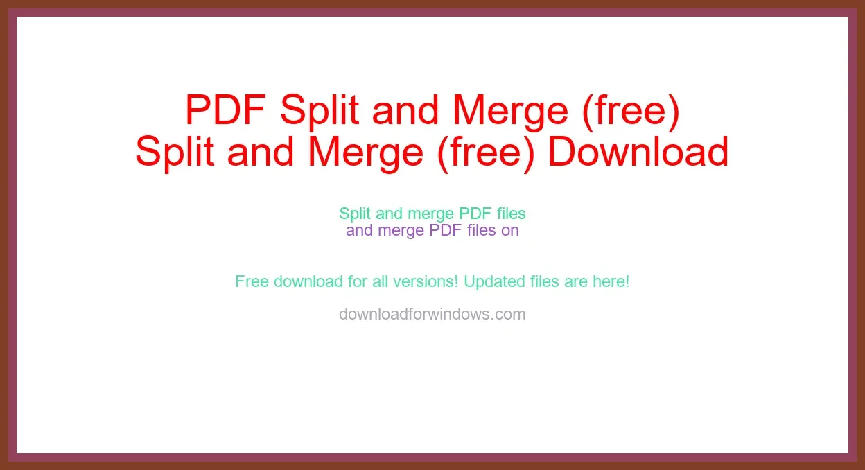 PDF Split and Merge (free) Download Full | **UPDATE