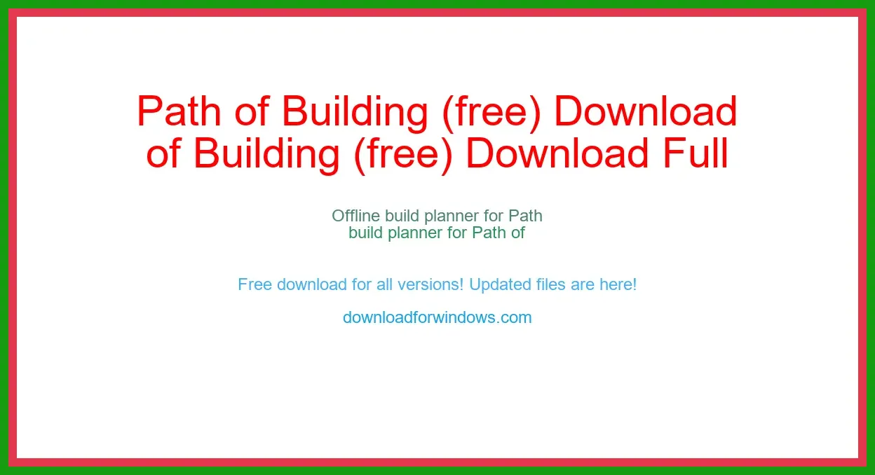 Path of Building (free) Download Full | **UPDATE