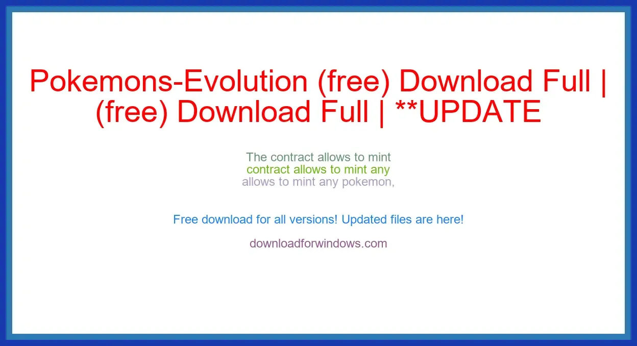 Pokemons-Evolution (free) Download Full | **UPDATE