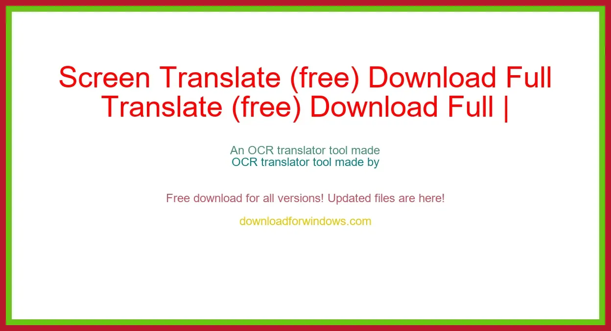 Screen Translate (free) Download Full | **UPDATE