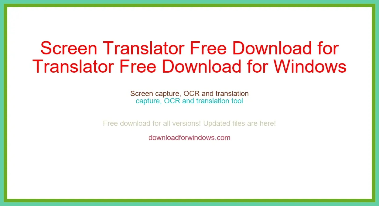 Screen Translator Free Download for Windows & Mac