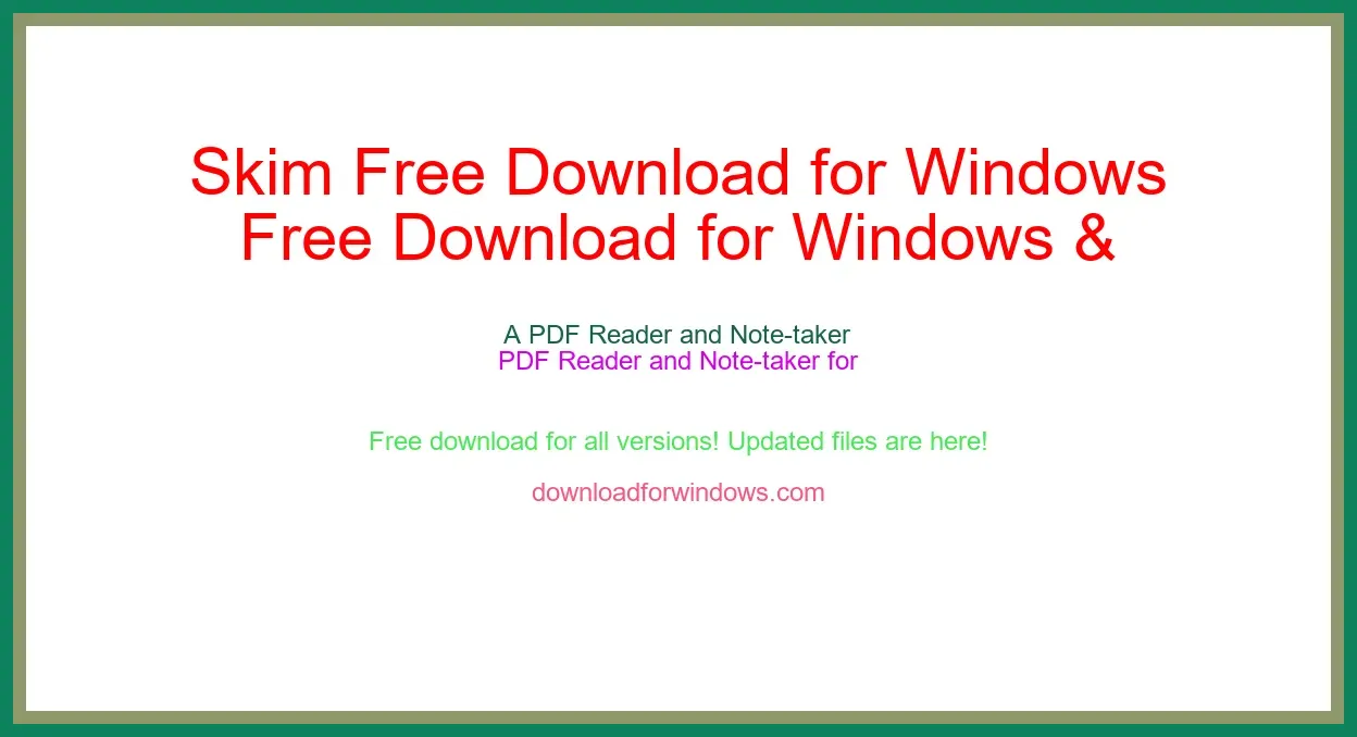 Skim Free Download for Windows & Mac