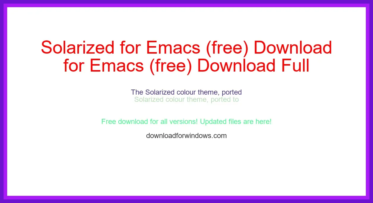 Solarized for Emacs (free) Download Full | **UPDATE