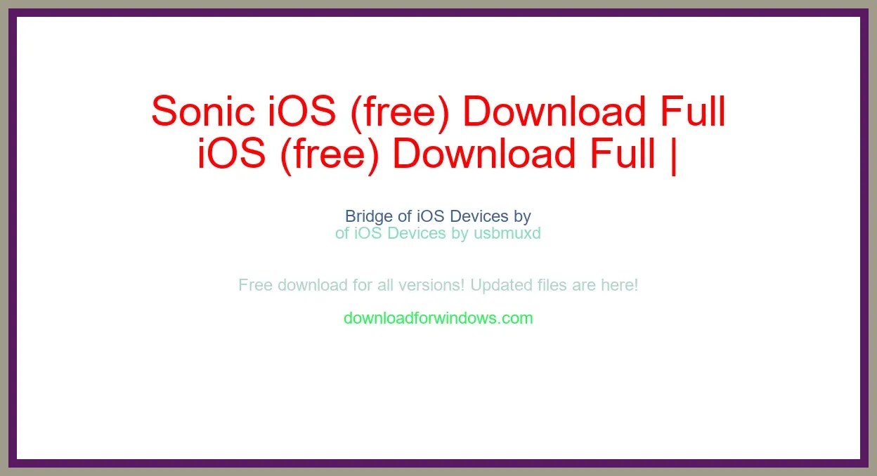 Sonic iOS (free) Download Full | **UPDATE
