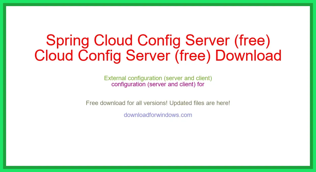 Spring Cloud Config Server (free) Download Full | **UPDATE