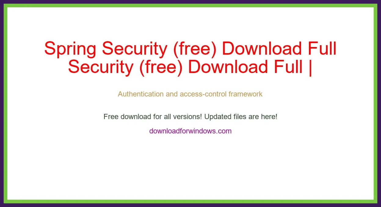 Spring Security (free) Download Full | **UPDATE