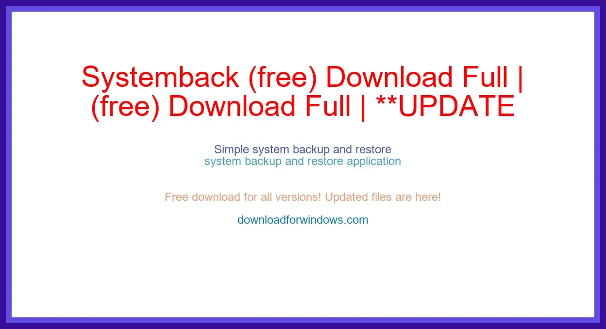 Systemback (free) Download Full | **UPDATE