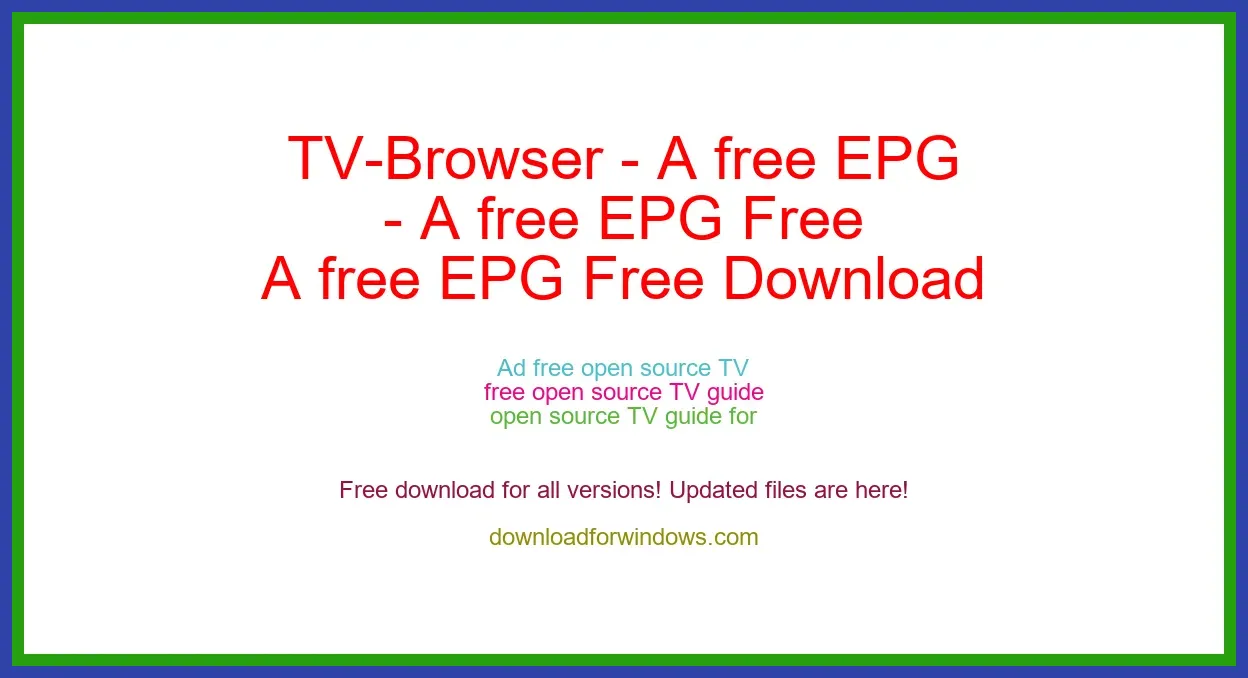 TV-Browser - A free EPG Free Download for Windows & Mac
