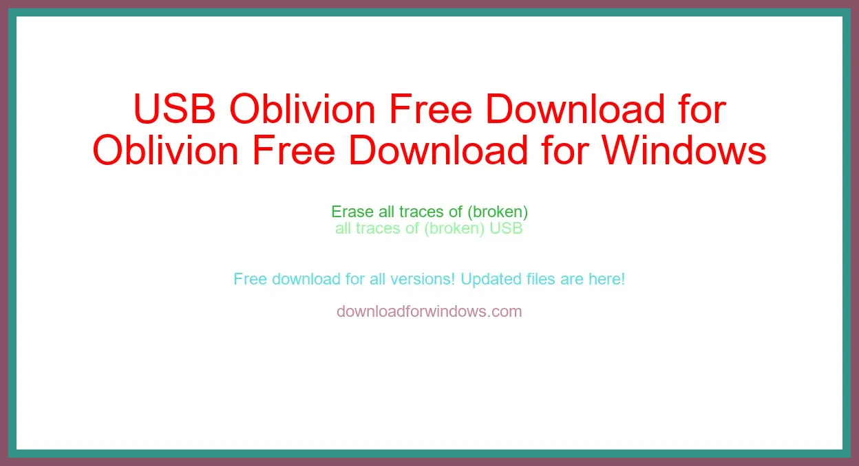 USB Oblivion Free Download for Windows & Mac