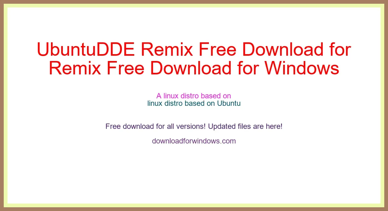 UbuntuDDE Remix Free Download for Windows & Mac