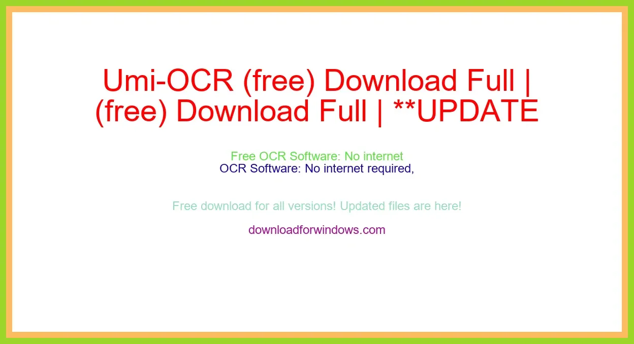 Umi-OCR (free) Download Full | **UPDATE