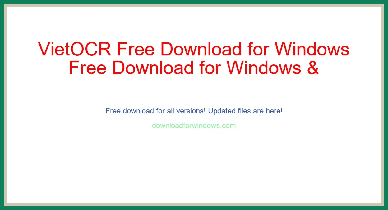 VietOCR Free Download for Windows & Mac