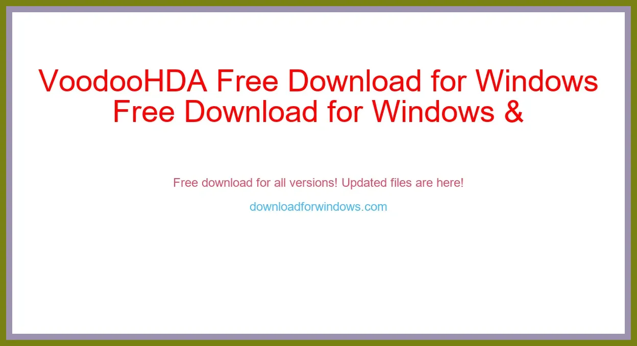 VoodooHDA Free Download for Windows & Mac