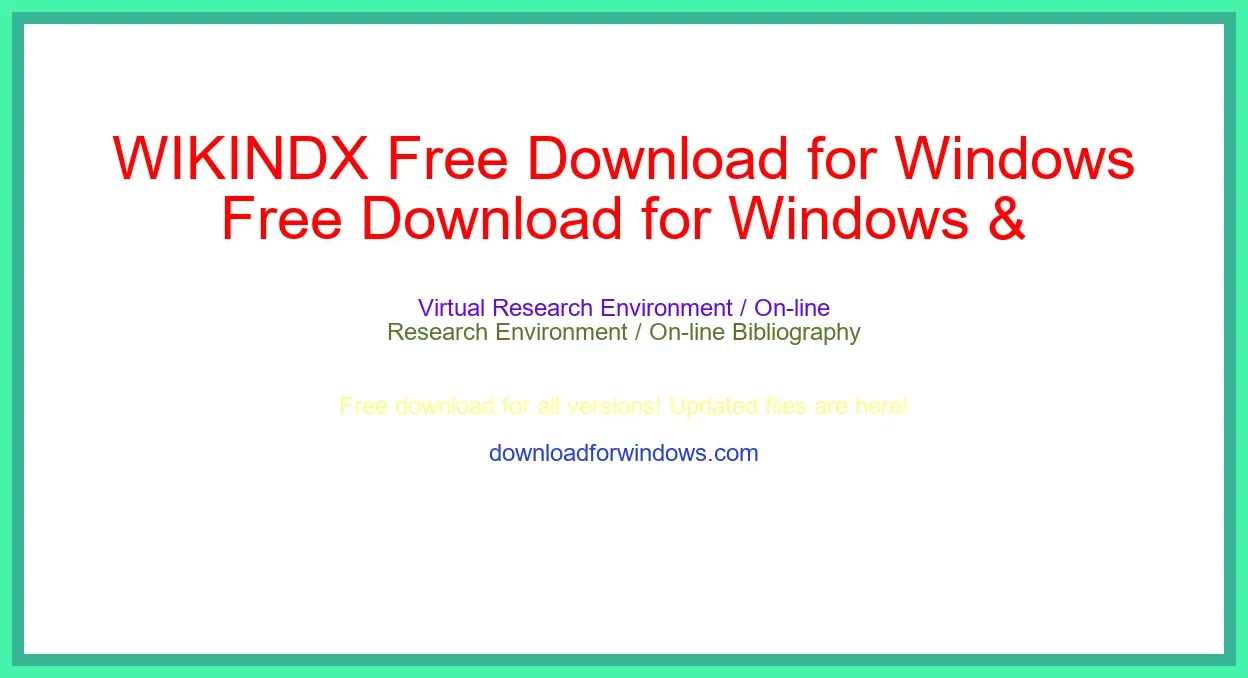 WIKINDX Free Download for Windows & Mac