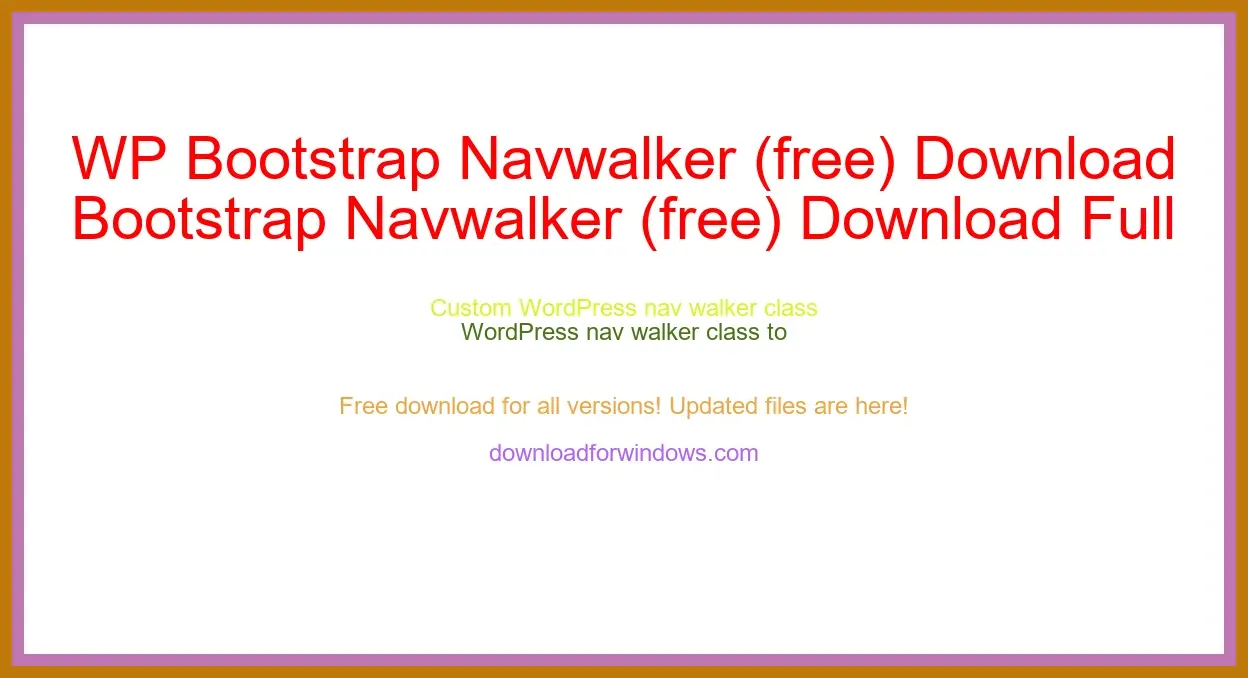 WP Bootstrap Navwalker (free) Download Full | **UPDATE