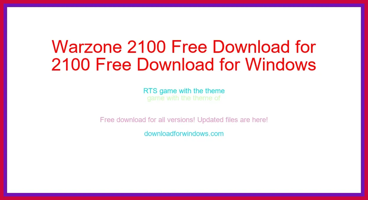 Warzone 2100 Free Download for Windows & Mac